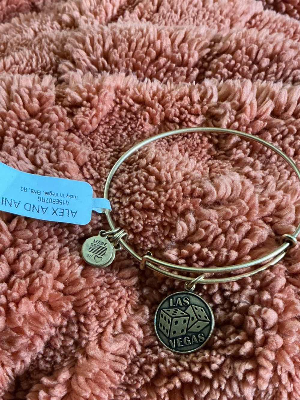 Alex and Ani Antique Gold Las Vegas Dice Charm Bangle